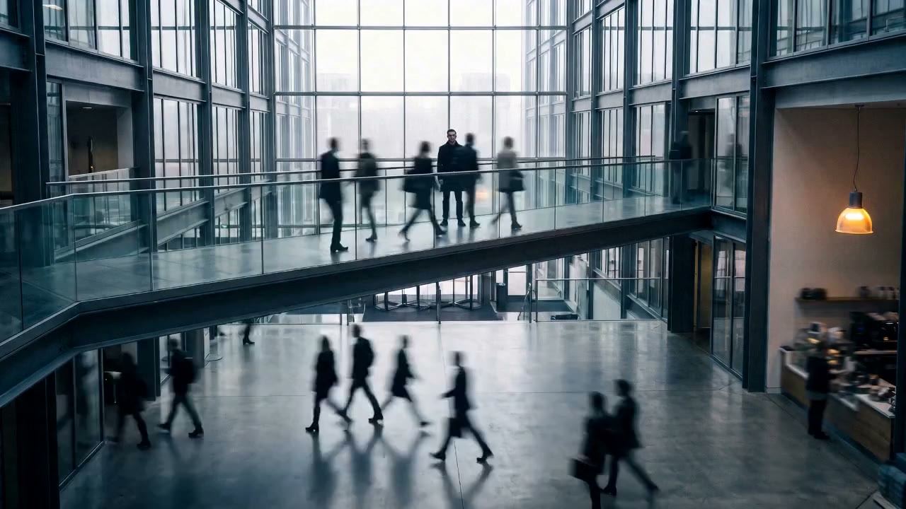 A figure in focus as the city moves around them